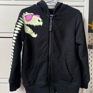 Cat & Jack Glow in the Dark Black Hoodie with Dinosaur and Pink Accents